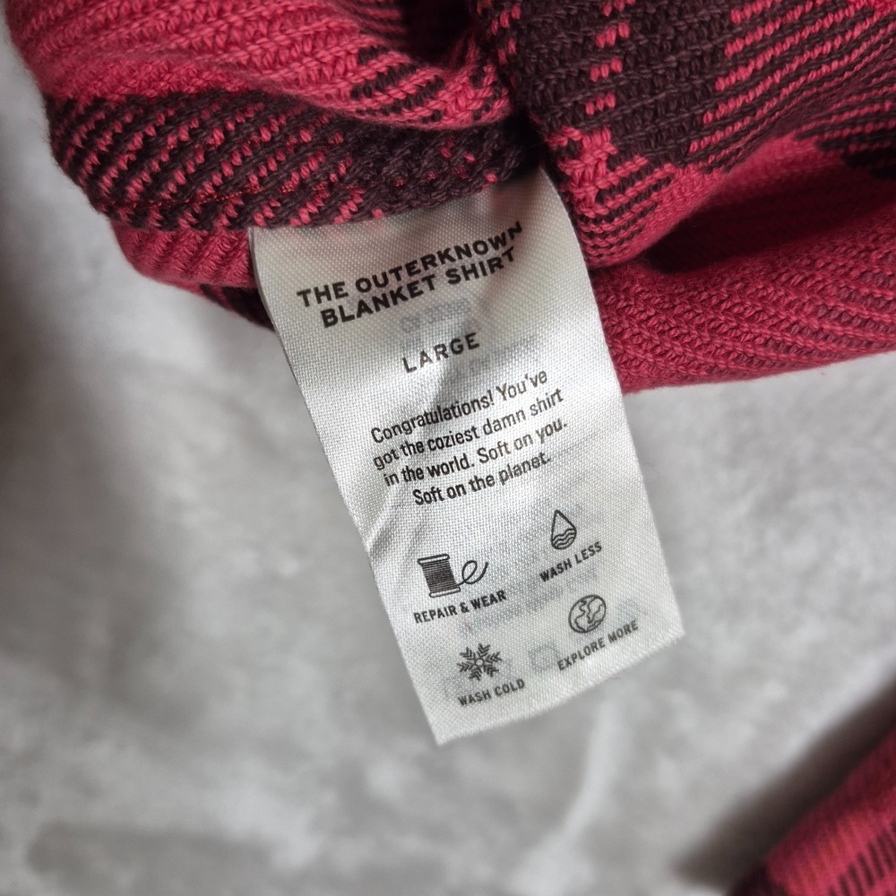 Outerknown Blanket Shirt Men's Large Red Plaid Organic Cotton Button Up NWT - Picture 7 of 9